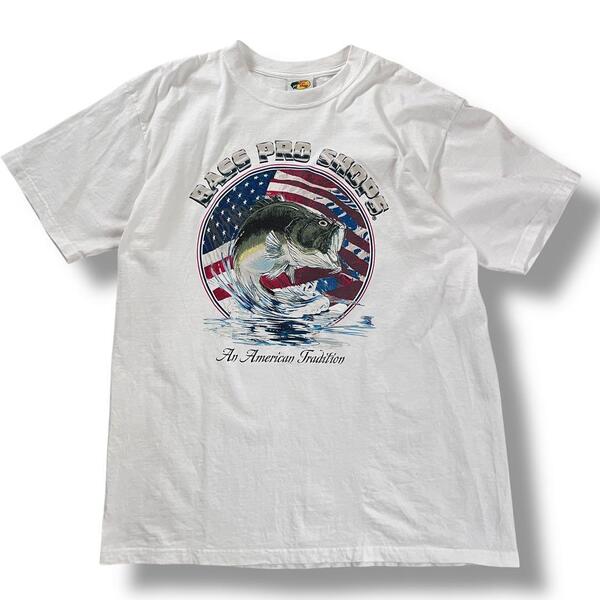 90s 00s バスプロショップ ブラックバス プリント 古着 Tシャツ L