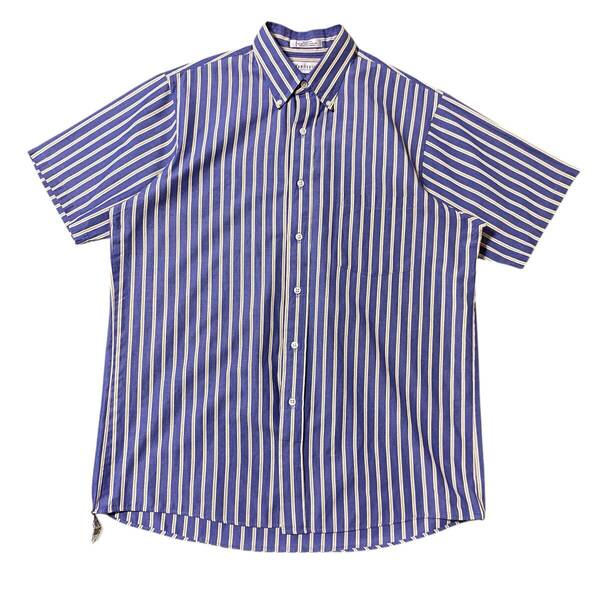 アメリカ古着 VANHEUSEN ヴァンヒューゼン 半袖 シャツ ストライプ BDシャツ ボタンダウン 【AL76】