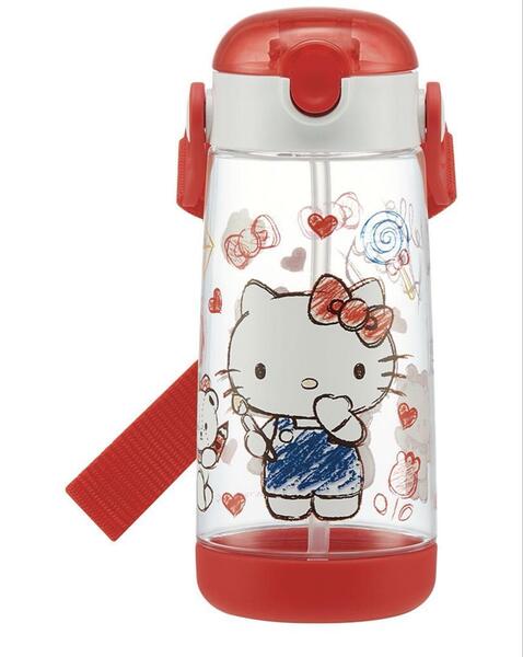ワンプッシュストローボトル 480ml ハローキティ スケッチ水筒 スケーター