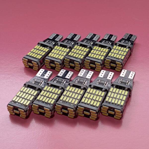 超爆光!10個セット キャンセラー内蔵 T16 T10 LED ルームランプ ポジション ナンバー灯 バックランプ ホワイト 4014 45smd /45