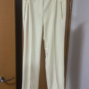 プラストPLSTクリーム色 スラックス ジッパーポケット付きパンツ