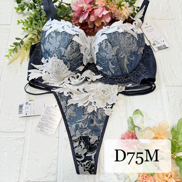 【新品】wacoal サルート 94 ブラ ソングセット D75M LB ワコール salute Tバックショーツ プレステージ 店舗限定 リッチヴェール