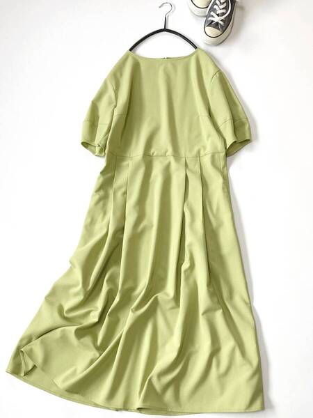 美品 SHIPS.me シップス ライムイエロー 23SS キリカエ タック ワンピース Mサイズ