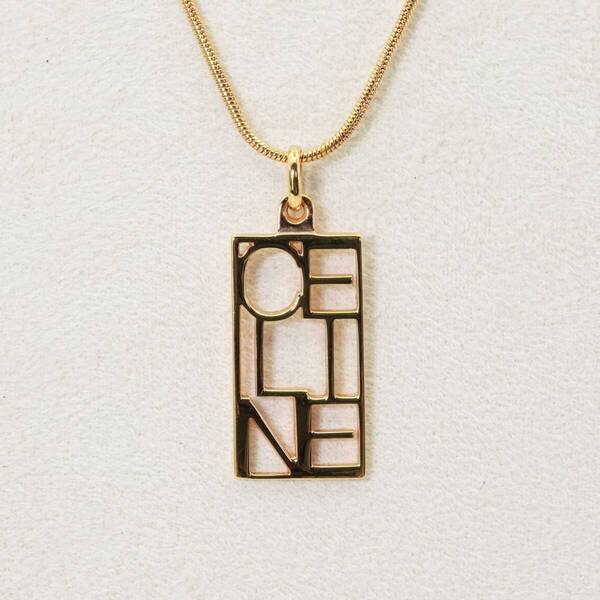 美品 セリーヌ ロゴ ネックレス ゴールド スネークチェーン/24-5849S