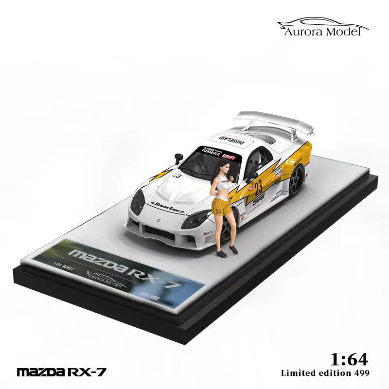 Mortal 1/64 Scale Mazda RX7 Veilside White Diecast Model Toy