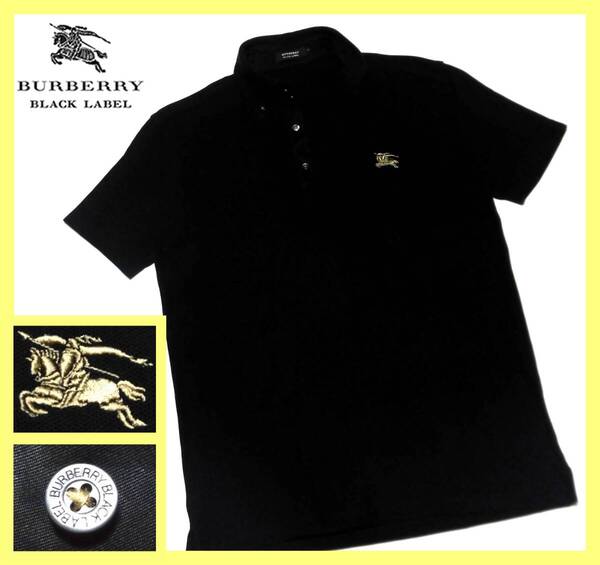大人気 L(3) 美品 バーバリーブラックレーベル BURBERRY BLACK LABEL BIGホース刺繍 襟内・前立てシャドーノバチェックデザイン ポロシャツ