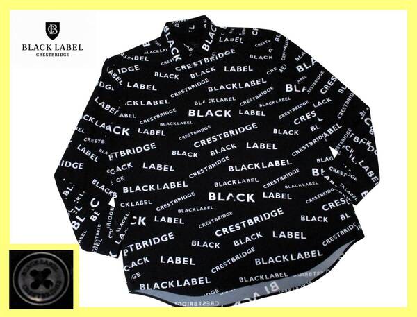 激レア 大人気サイズ L 極美品 ブラックレーベルクレストブリッジ BLACKLABEL CRESTBRIDGE CBロゴプリントデザイン ポリエステル シャツ