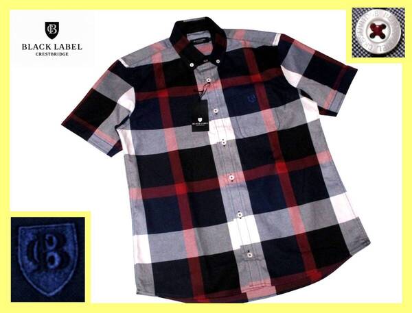 新品タグ付き ブラックレーベルクレストブリッジ BLACKLABEL CRESTBRIDGE クレストブリッジフルチェックデザイン シャツ M(2) バーバリー夏