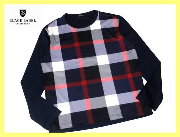 希少 LL!美品!前身頃クレストブリッジチェックデザイン カットソー バーバリー◇ブラックレーベルクレストブリッジBLACKLABELCRESTBRIDGE