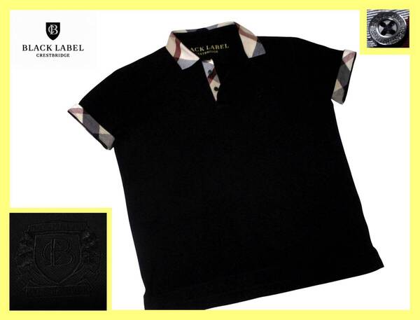 大人気 L 美品 ブラックレーベルクレストブリッジ BLACKLABELCRESTBRIDGE 襟・前立て・袖口裏CBチェックデザイン ポロシャツ 夏 バーバリー