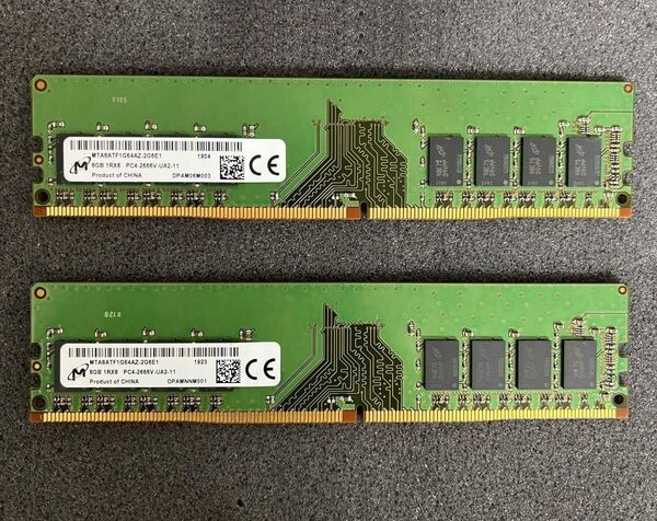 Micron DDR4 PC4-2666V-UA2-11 16GB(8GB×2枚) 動作確認済み