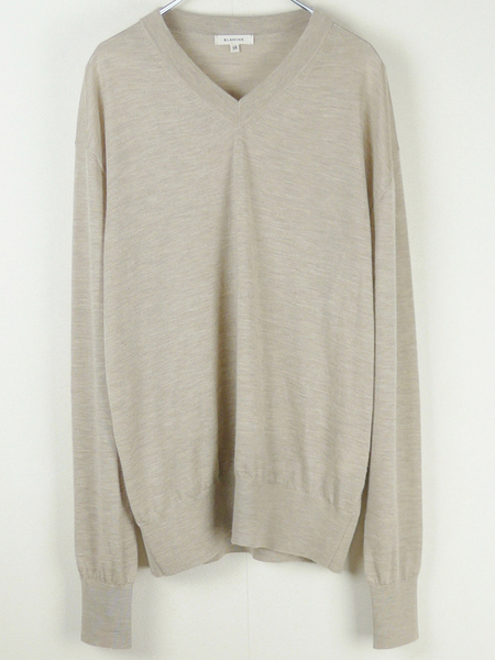 BLAMINK ブラミンク 25SS FF37G Vネックロングスリーブニット/カシミヤニット38(ワンサイズ展開) ベージュ Drawer 定価16.5万円
