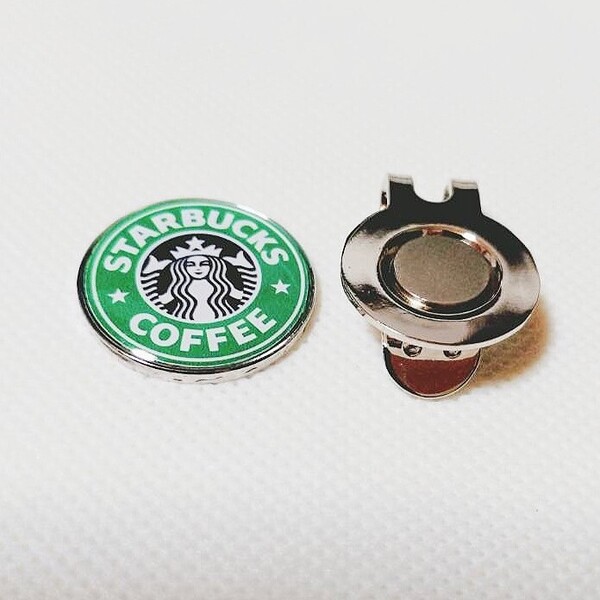 スタバ ゴルフマーカー マグネット台座 ハットクリップ