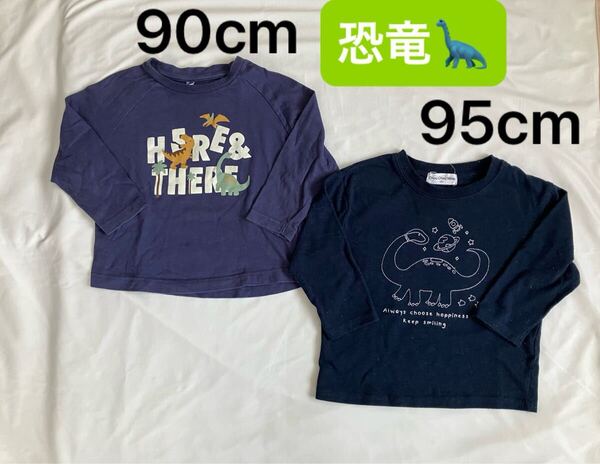 【90cm95cm】恐竜Tシャツ 長袖Tシャツ ロンT