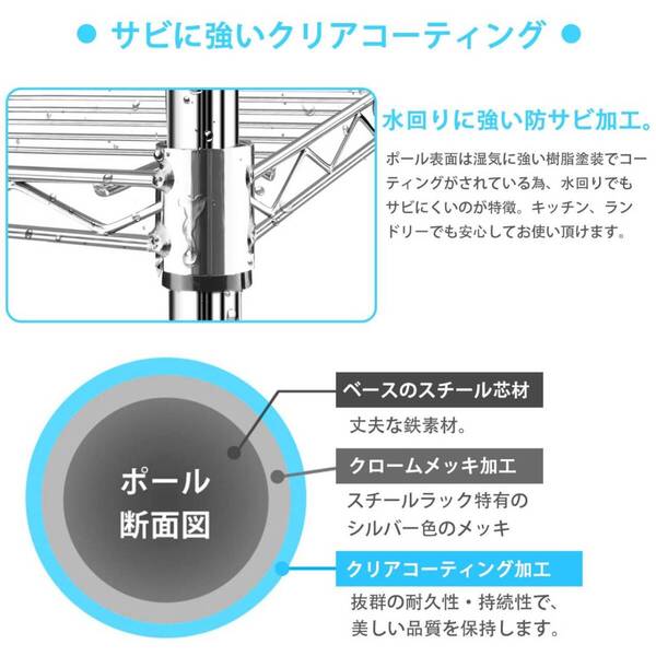 組み立て簡単な防カビ加工スチールラック