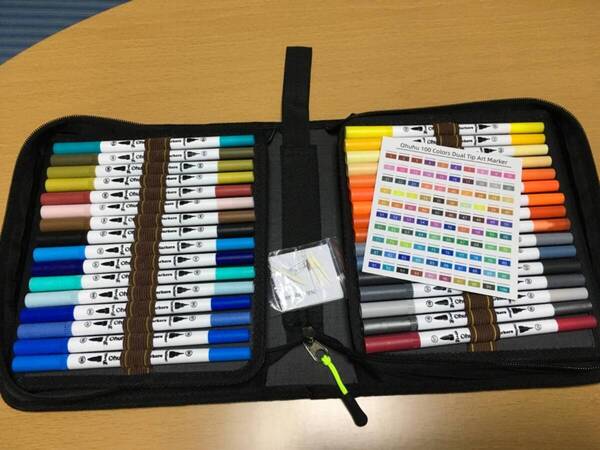 100色カラーペンセット 筆タイプ水性マーカーペン