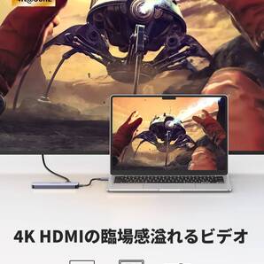 HDMI 4K SDTFカードリーダー USB-Cハブ 6-in-1 アルミ