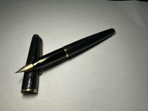 PLATINUM プラチナ 万年筆 18K ペン先 筆記用具 黒 ブラック 皮巻き ゴールド SK00825