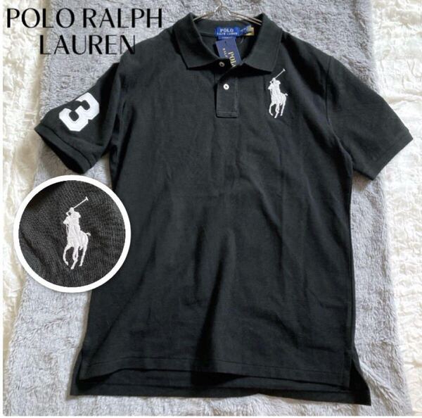【ポロラルフローレン】M〜L相当 未使用タグ付き 現行 ビッグポニー 刺繍 ブラック ポロシャツ POLO RALPH LAUREN
