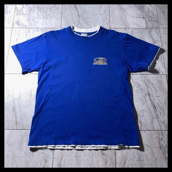00s PIKO 両面プリントロゴ リンガー Tシャツ 半袖 平成 y2k 青