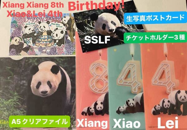 シャンシャン8歳 シャオシャオ・レイレイ4歳 誕生日記念 クリアファイル & チケットホルダー3種 非売品 + スタンプカード・生写真ポスカ
