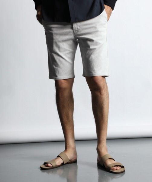 The DUFFER of ST.GEORGE BLACK YARN SKINNY SHORTS:スキニー ショートパンツ ホワイトショーツ【L】【White】【2022,23/SS】