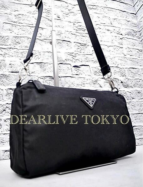 美品◆PRADA プラダ ナイロンxレザー クロスボディ ショルダー カメラ バッグ ポーチ ポシェット 黒◆ クロスボディ仕様の定番モデル♪