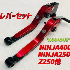 NINJA250 NINJA400可倒式ブレーキレバーセット ブラック/レッド