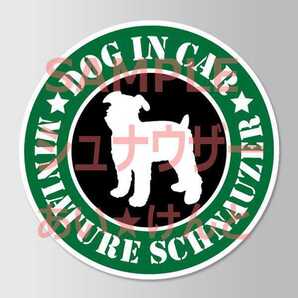 犬(ミニチュア シュナウザー )スタバ風 マグネット ステッカー 防水 車用【匿名配送】
