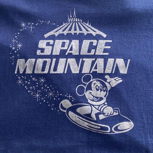 70s ビンテージ USA製 Disney ディズニー 初期 Space Mountain スペースマウンテン ミッキーマウス アトラクション Tシャツ 紺 ネイビー XL