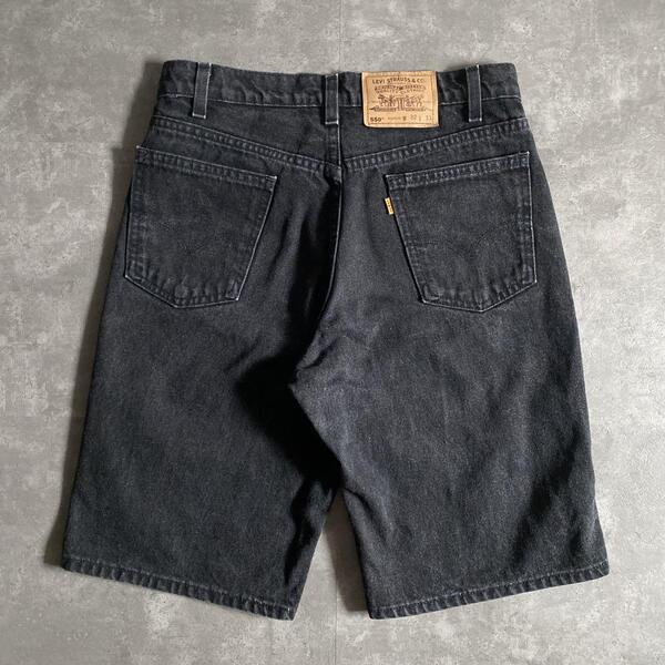 90s ビンテージ USA製 Levis リーバイス 550 ブラック デニム バギー ショーツ W32 L11 90年代 アメリカ製 黒 サルファブラック