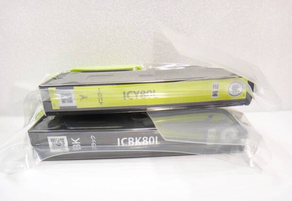 未開封、未使用 2色セット 送料無料 EPSON純正 インクカートリッジ ICBK80L + ICY80L ブラック イエロー 増量