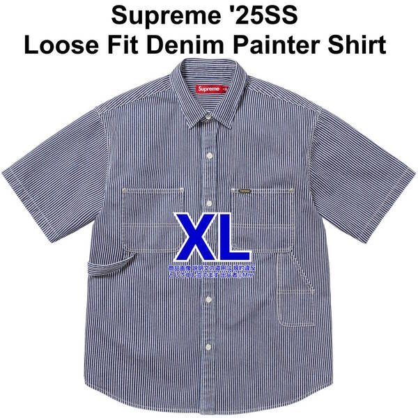 Supreme Loose Fit S/S Denim Painter Shirt HickoryStripe XL シュプリーム ルーズフィット 半袖 デニム ペインター シャツ ヒッコリー