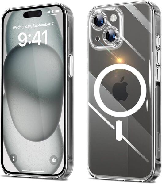 2303222☆ 【Majiyana】iPhone 15 ケース クリア MagSafe対応 強力な磁石内蔵 耐衝撃 米軍MIL規格 PC+TPU素材で 6.1インチ(クリア)
