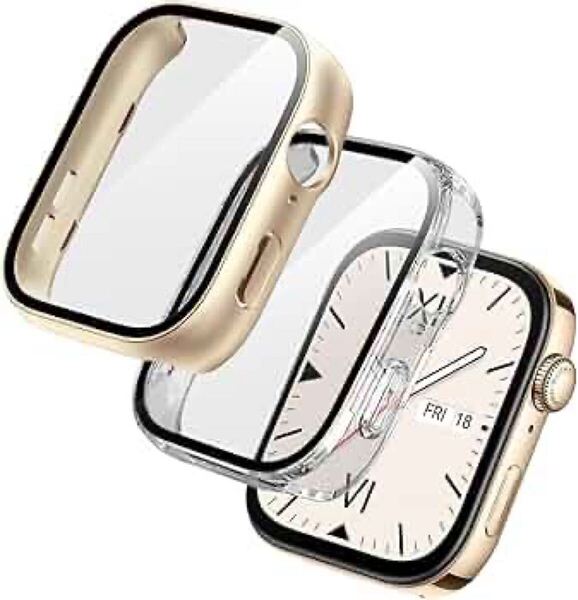 2309267 Suoman for HUAWEI WATCH FIT3保護ケースが軽い硬質PC素材のファーウェイWATCH FIT3プロテクター-ゴールド+透明色