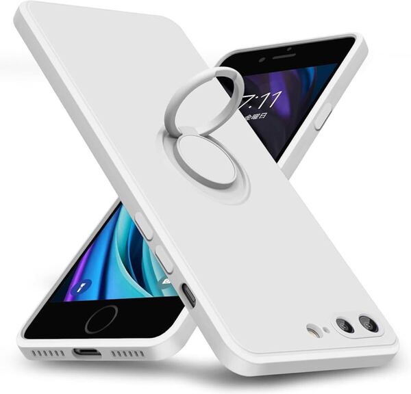 2303218☆ iPhone8 Plus用ケース iPhone7 Plus用ケース TPU 耐衝撃 リング シリコンケース 薄型 ソフト 全面保護カバー 指紋防止 リング