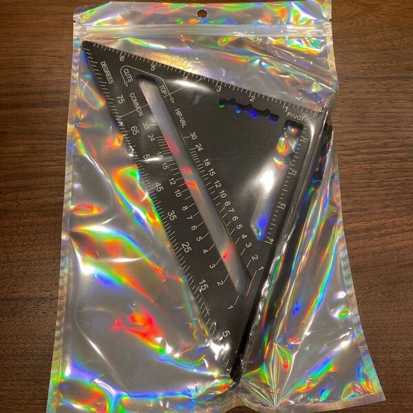 2308016☆ 三角定規 木工用 丸鋸定規 直角定規 0-90度 アルミ合金 多角度 ツール 両面目盛り分度器 ブラック (7インチ18.5cm)