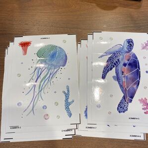2308036☆ ウォールステッカー 海洋生物 子供部屋 かわいい 壁飾りステッカー 8枚セット(20x14cm)おしゃれ 北欧 装飾ステッカー