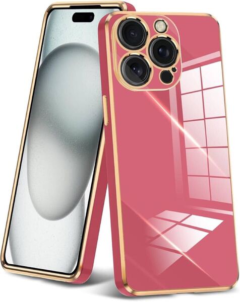 2317502☆ iPhone 15 Pro Max 用ケース 耐衝撃 クリア TPU カメラレンズ保護ケース メッキ加工 スリム ソフト 透明 ワイヤレス充電対応
