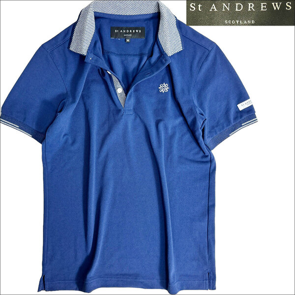 J6336 美品 セントアンドリュース ワンポイントポロシャツ ネイビー M St ANDREWS