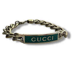 J7141 新品 グッチ ロゴ エナメル チェーンブレスレット ターコイズ 18 678712J8410 GUCCI