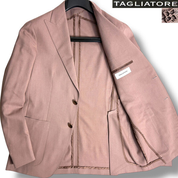 J6113 新品 タリアトーレ 1SMC26K MONTECARLO モンテカルロ メタルボタン ストレッチサマージャケット ピンクブラウン 48 TAGLIATORE
