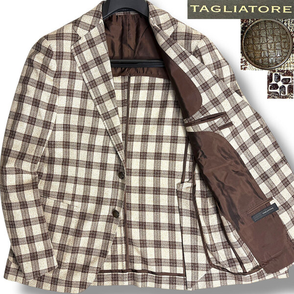 J3141 新品 タリアトーレ 1SVS22K シルクリネンサマージャケット ブラウン 50/7R TAGLIATORE