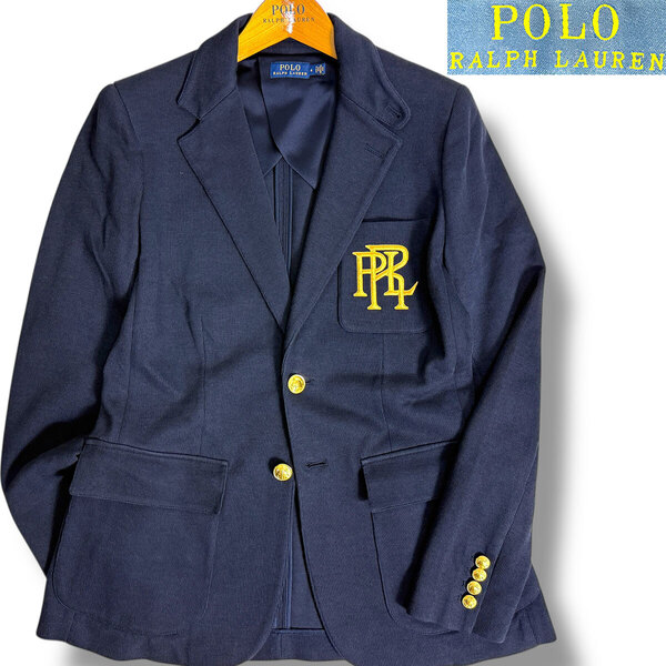 J6425 未使用 ポロラルフローレン PRLワッペン 金ボタン 紺ブレザー 紺ブレ 6(L) POLO RALPH LAUREN