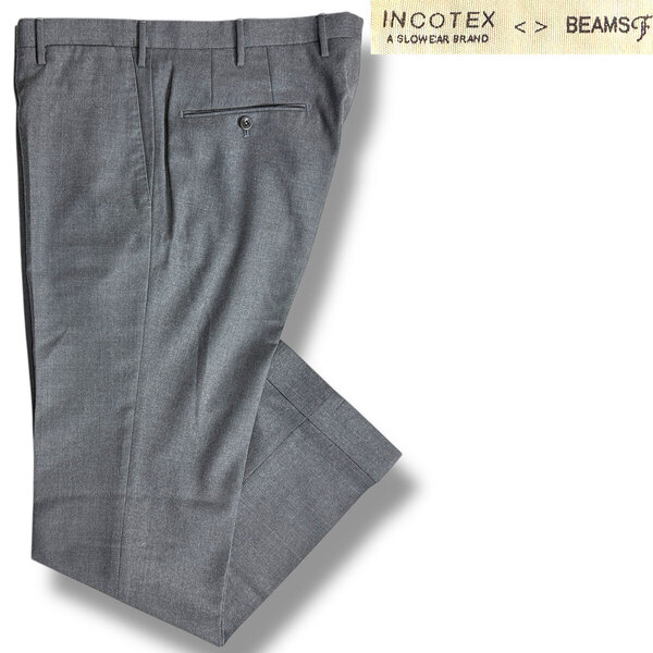 J3065 美品 インコテックス ビームスF別注 1NT035 35型 ノープリーツスラックス グレー 50 INCOTEX