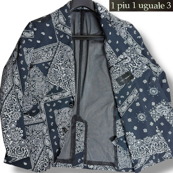 J7389 美品 ウノピゥウノウグァーレトレ MRB351 BANDANA JACKET バンダナジャケット ブラック Ⅶ(XXL相当) 1piu1uguale3