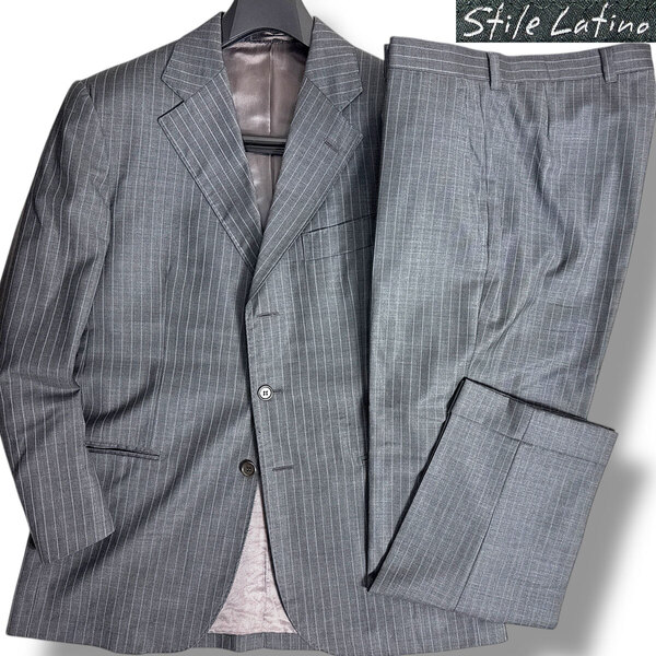 J7142 美品 スティレラティーノ ストライプスーツ チャコールグレー 50 Stile Latino