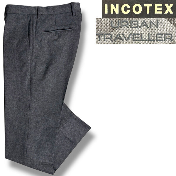 J6192 美品 インコテックス 1AG42R 近年モデル URBAN TRAVELLER 1プリーツスラックス チャコールグレー 46 INCOTEX
