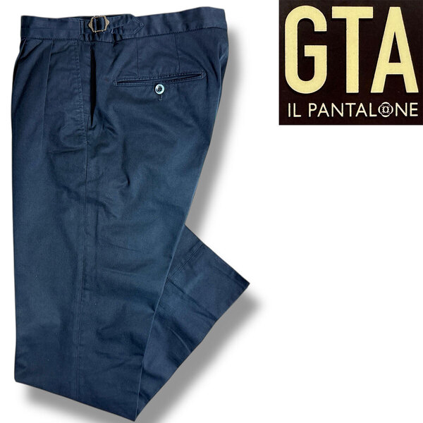 J3250 美品 GTA HERRICK JP エリック サイドアジャスター2プリーツパンツ ネイビー 46 ジーティーアー