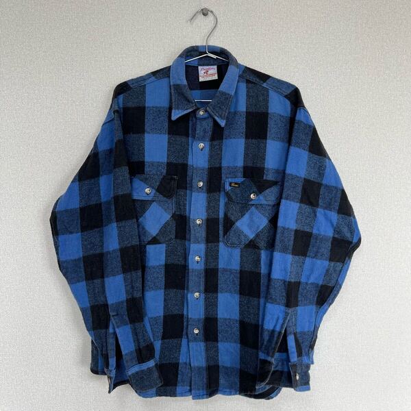Prentiss OUTDOORS ブロックチェック ブルー 長袖 チェックシャツ ビンテージ 古着 ネルシャツ プレンティス 80s-90s USA製